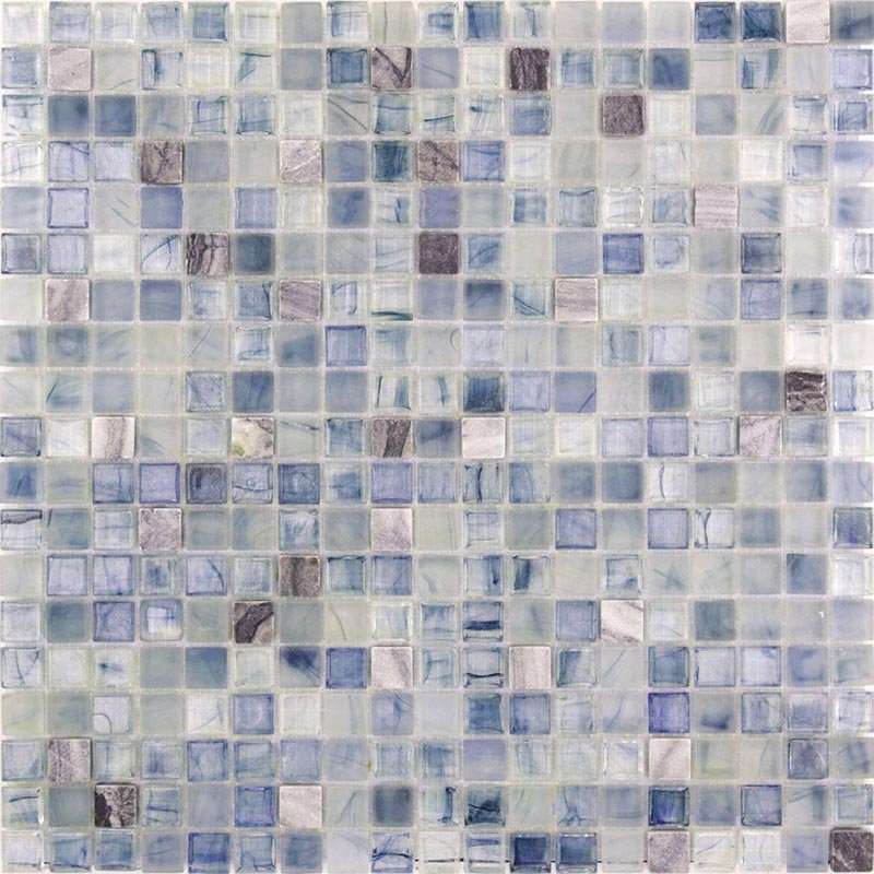 Мозаика Alma Mosaic Nibble AM402(m), цвет серый голубой, поверхность глянцевая, квадрат, 327x327