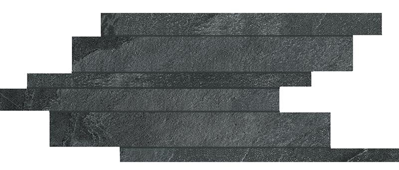 Мозаика Cerim Natural Stone Coal Modulo Listello Sfalsato 753117, цвет чёрный, поверхность матовая, прямоугольник, 210x400