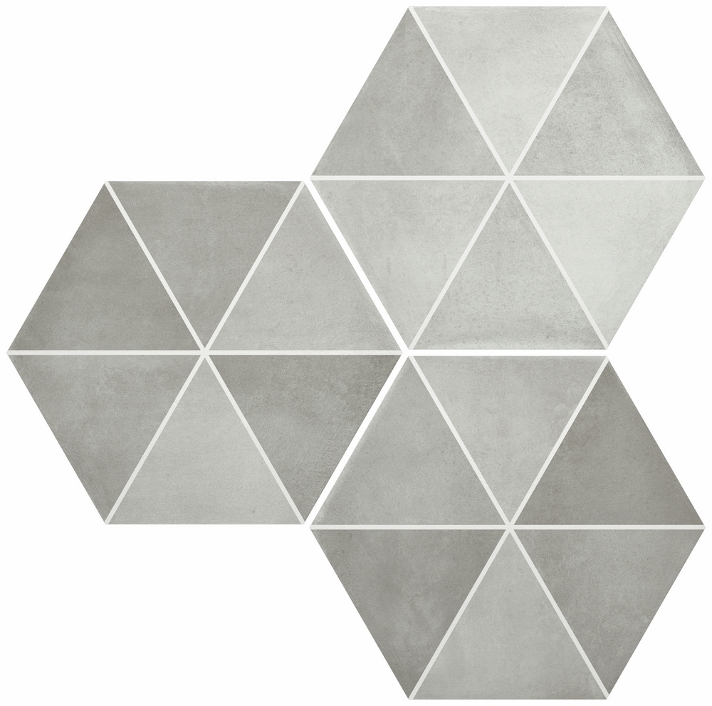 Керамогранит Durstone Six Cementine Capri Grey, цвет серый, поверхность матовая, шестиугольник, 230x270