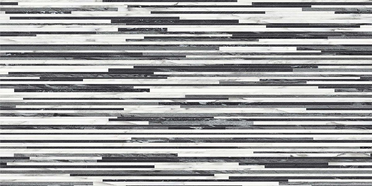 Керамогранит Emilceramica (Acif) Tele Di Marmo Doghe Calacatta Renoir Lap ED46, цвет чёрно-белый, поверхность лаппатированная, прямоугольник, 600x1200