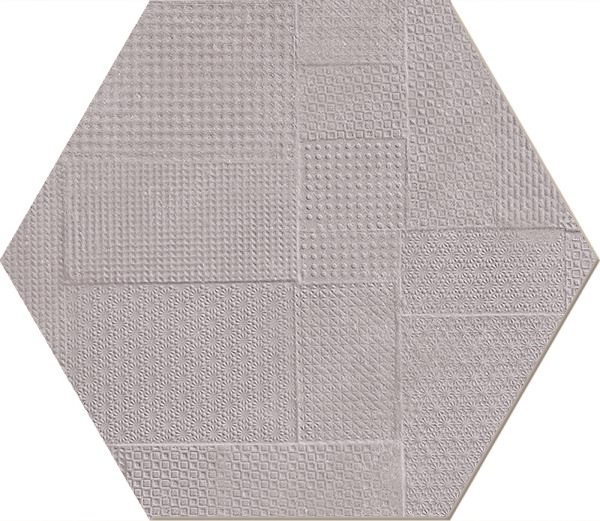 Керамогранит Emilceramica (Acif) Sixty Esagona Timbro Cenere Silk EKN3, цвет серый, поверхность матовая рельефная, шестиугольник, 182x210