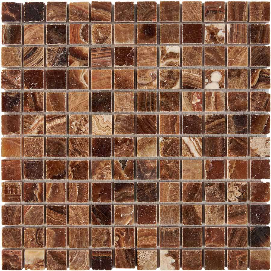 Мозаика Pixel Mosaic PIX206 Оникс (23x23 мм), цвет коричневый, поверхность глянцевая, квадрат, 305x305