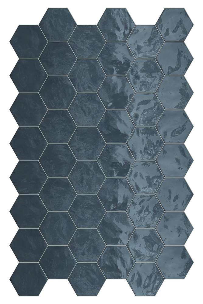 Мозаика Terratinta Hexa Ocean Wave TTHXW08G, цвет серый, поверхность глянцевая, шестиугольник, 150x173