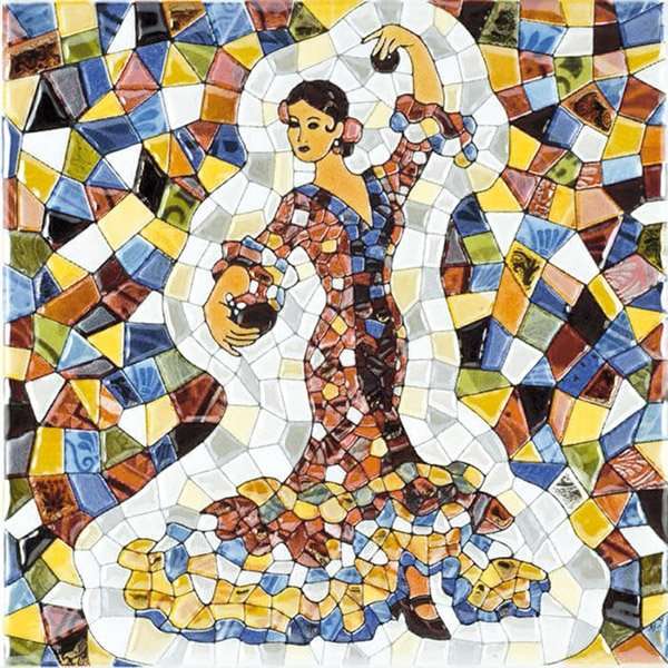Декоративные элементы Glazurker Catalonia Bailaora, цвет разноцветный, поверхность глянцевая, квадрат, 200x200