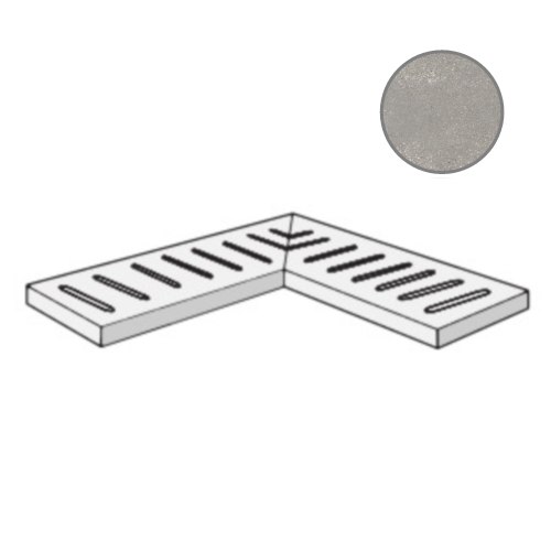 Спецэлементы ABK Out.20 Ang. Griglia Dx Blend Concrete Ash PF60007034, цвет серый, поверхность матовая, прямоугольник, 150x600