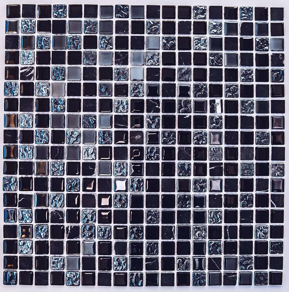 Мозаика Bonaparte Bonaparte Tesla, цвет чёрный, поверхность глянцевая, квадрат, 300x300