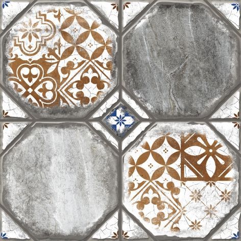 Декоративные элементы Керамин Брюгге 1Д тип 1, цвет серый, поверхность матовая, квадрат, 400x400