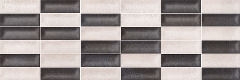 Керамическая плитка Superceramica New York Relieve Titanio 9111-0239, цвет чёрно-белый, поверхность глянцевая, прямоугольник, 200x600