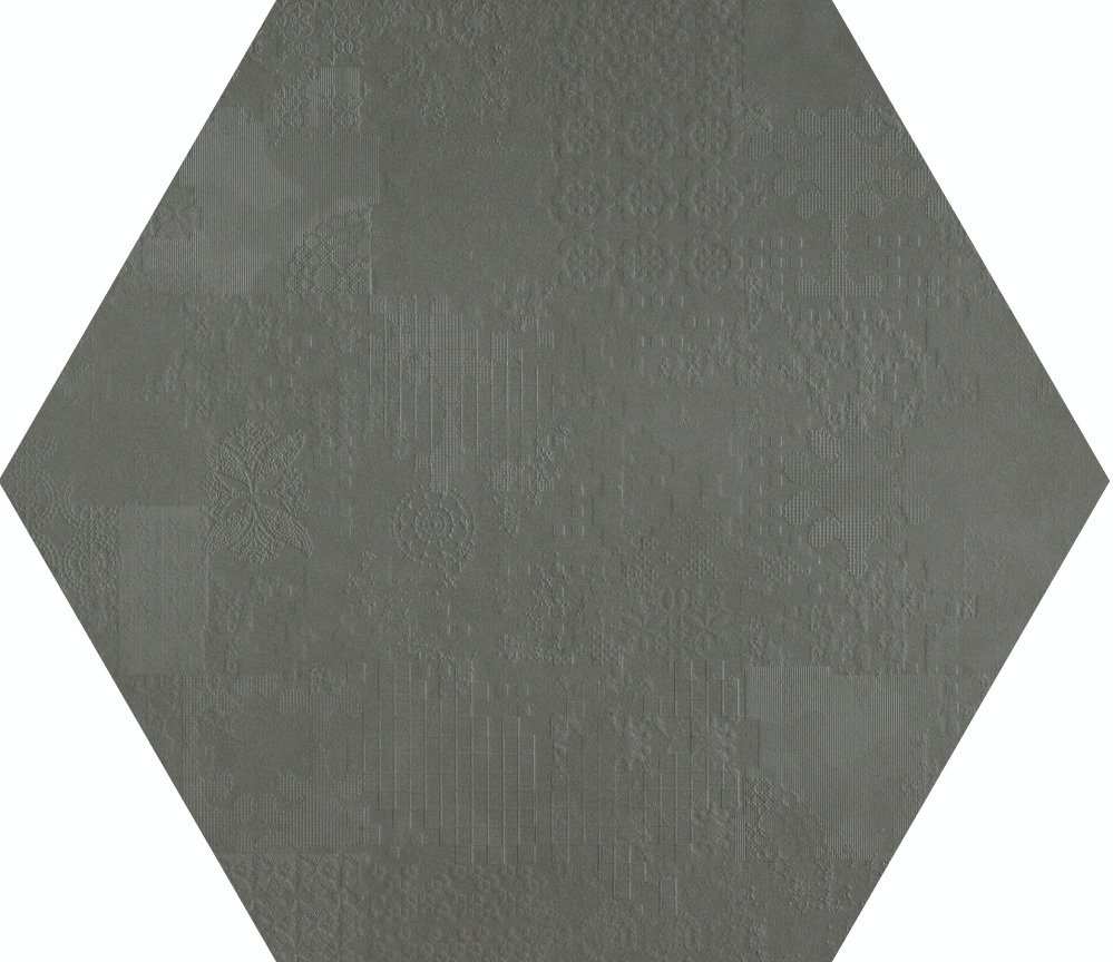 Керамогранит Mutina Dechirer Decor esagona Piombo PUDD73, цвет серый, поверхность матовая, квадрат, 600x600