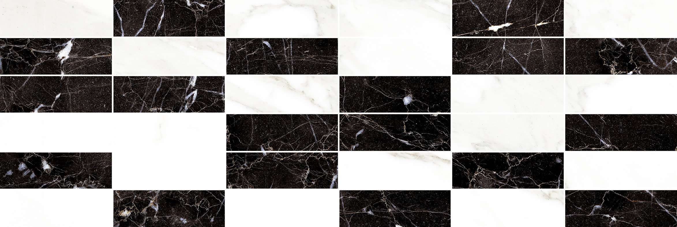 Керамическая плитка Superceramica Carrara Relieve Br 9108-0101, цвет чёрно-белый, поверхность глянцевая, прямоугольник, 200x600