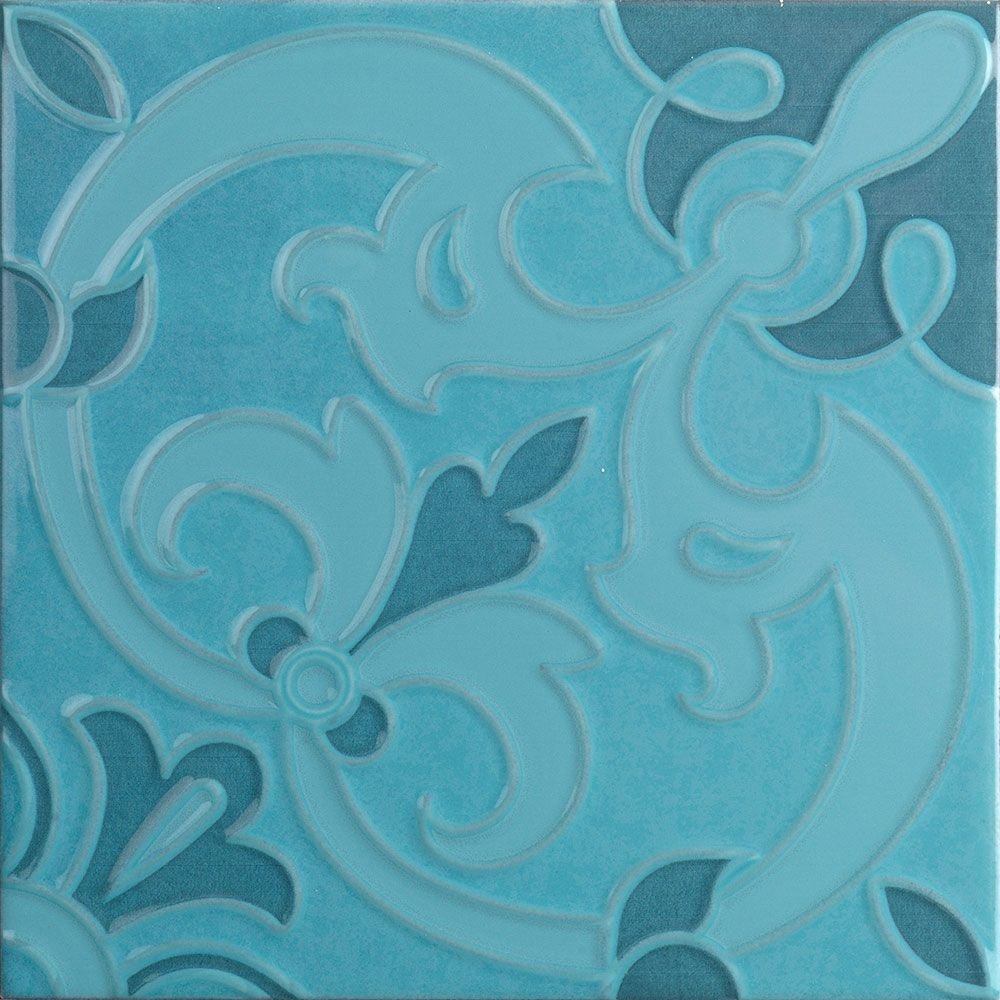 Декоративные элементы CAS Decor Mediterraneo Aqua, цвет синий, поверхность глянцевая, квадрат, 200x200