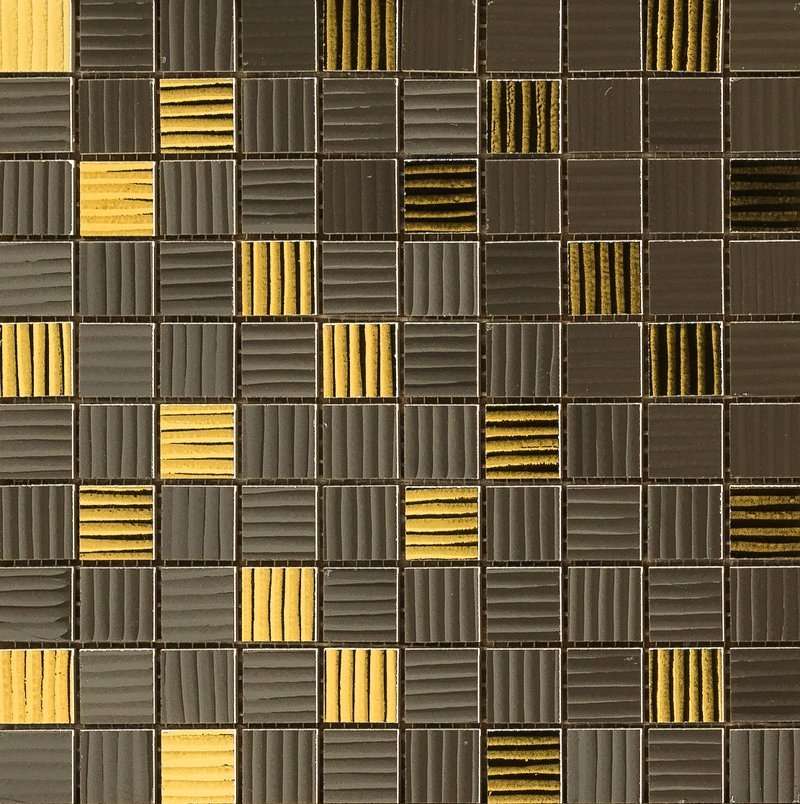 Мозаика Versace Gold Mosaici Riga Moka Oro 68904, цвет коричневый, поверхность глянцевая, квадрат, 250x250