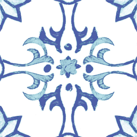 Декоративные элементы Savoia Vietri Decori Blu Mix 1 S22555DEC, цвет голубой, поверхность глянцевая, квадрат, 220x220