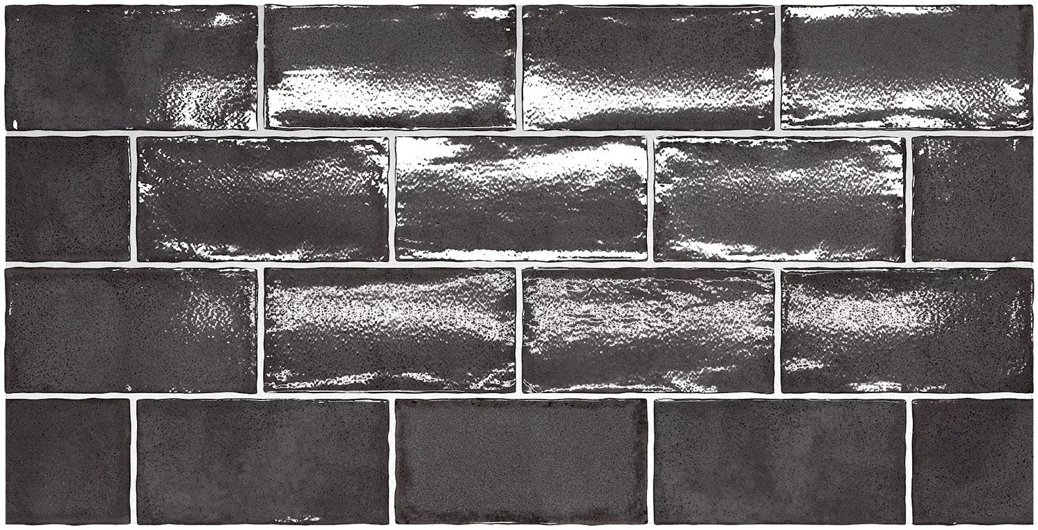 Керамическая плитка Equipe Altea Black 27615 E, цвет чёрный, поверхность глянцевая, кабанчик, 75x150