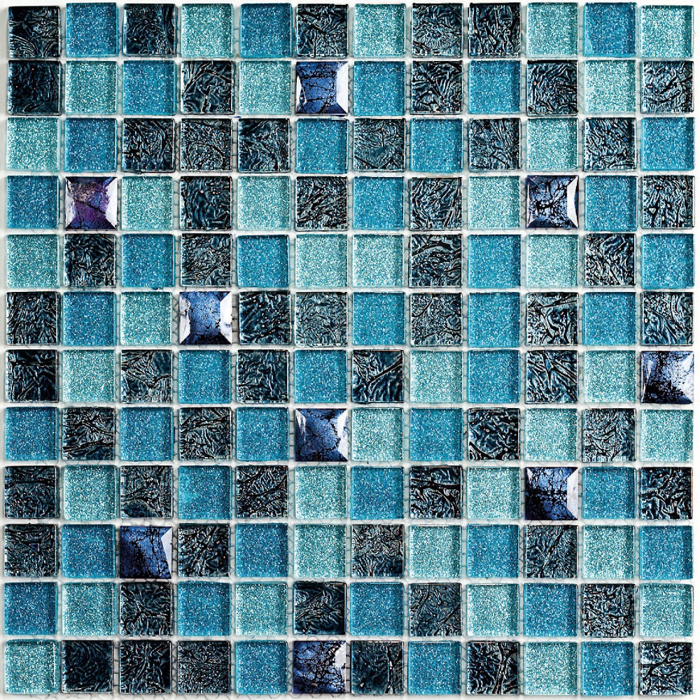 Мозаика Bonaparte Bonaparte Satin Blue, цвет бирюзовый, поверхность глянцевая, квадрат, 300x300
