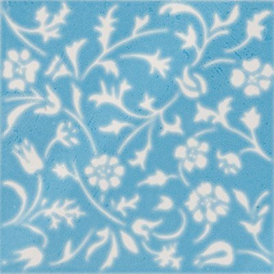 Вставки Cedir Mediterraneo Tozzetto Foglie&Fiori Turchese, цвет голубой, поверхность лаппатированная, квадрат, 244x244
