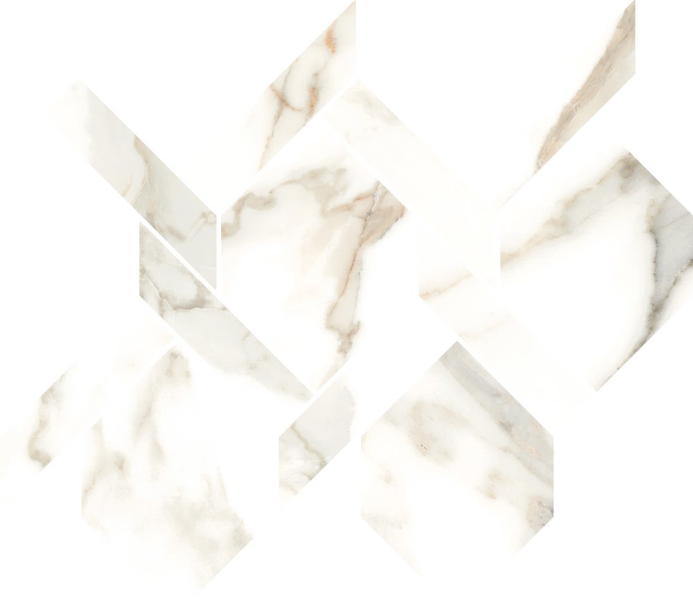 Мозаика Cerdomus Calacatta Intreccio Puro Lev. 66791, цвет белый, поверхность полированная, прямоугольник, 290x320