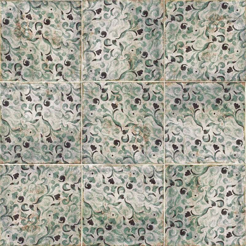 Декоративные элементы Mainzu Decor Savona, цвет зелёный, поверхность глянцевая, квадрат, 200x200