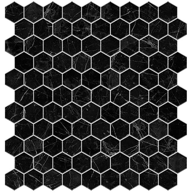 Мозаика Vidrepur Supreme Marquina Hex, цвет чёрный, поверхность глянцевая, квадрат, 300x300