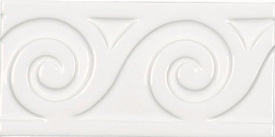 Бордюры Adex ADNE4118 Relieve Mar Blanco Z, цвет белый, поверхность глянцевая, прямоугольник, 75x150