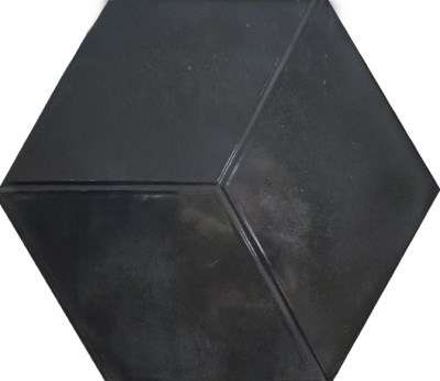 Керамогранит Pamesa Kingsbury Negro, цвет чёрный, поверхность глянцевая, шестиугольник, 198x228