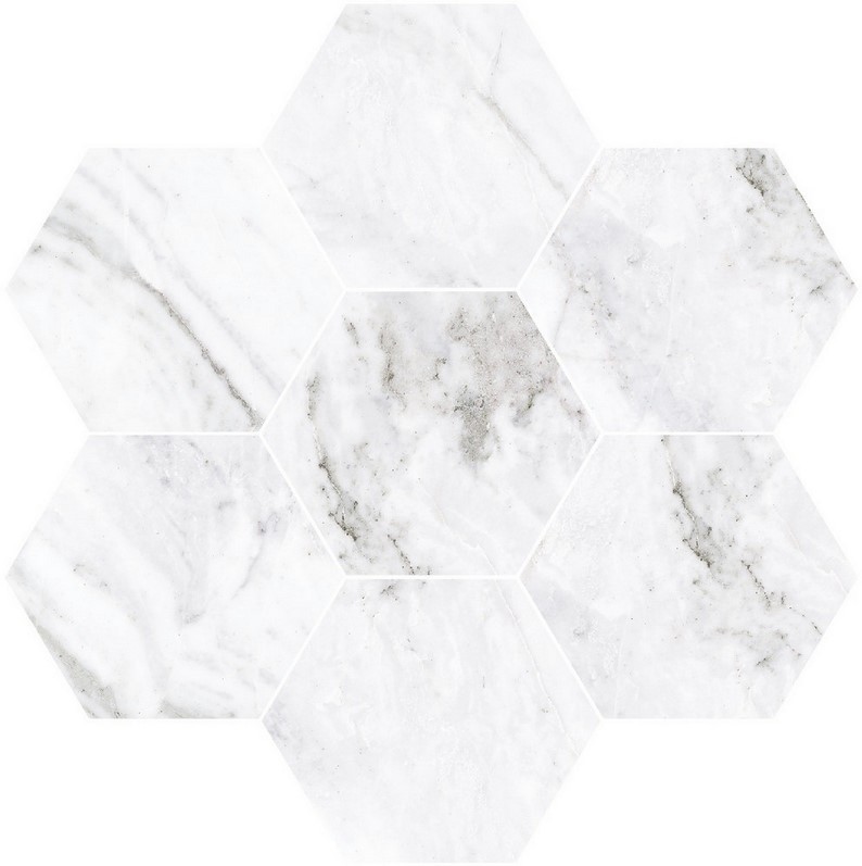 Мозаика Vallelunga Nova Esagon T7 Lusso 6001170, цвет серый, поверхность полированная, шестиугольник, 280x300