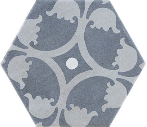 Керамогранит Pamesa Sloane Cement Mix Hex, цвет серый синий, поверхность сатинированная, шестиугольник, 198x228