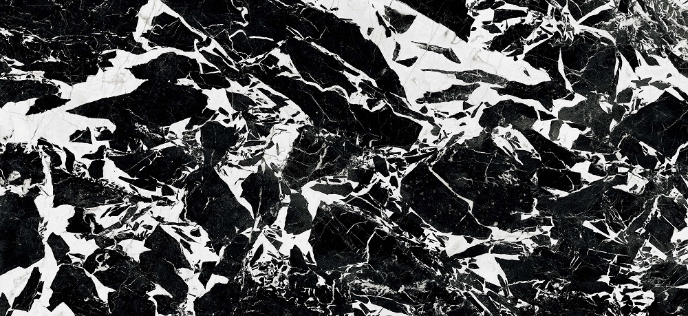 Широкоформатный керамогранит Floor Gres B&W Marble Fragment Naturale 6mm 765538, цвет чёрно-белый, поверхность матовая, прямоугольник, 1200x2400