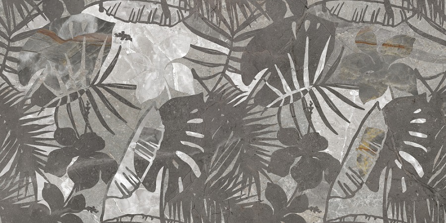 Декоративные элементы Cersanit Wonderstone Листья Серый A16531, цвет серый, поверхность матовая, прямоугольник, 300x600