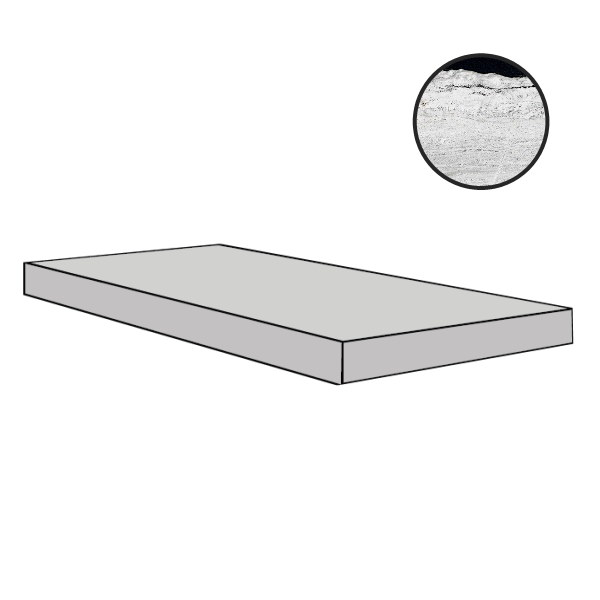 Ступени Floor Gres B&W Marble Flow Naturale Gr.Dx 767436, цвет чёрно-белый, поверхность матовая, прямоугольник, 330x1200