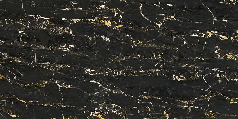 Широкоформатный керамогранит Mirage Jewels Black Gold Luc JW11, цвет чёрный, поверхность полированная, прямоугольник, 1600x3200