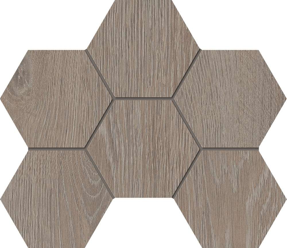 Мозаика Estima Kraft Wood Mosaic Hexagon Light Grey KW02 70622, цвет серый, поверхность структурированная, шестиугольник, 250x285