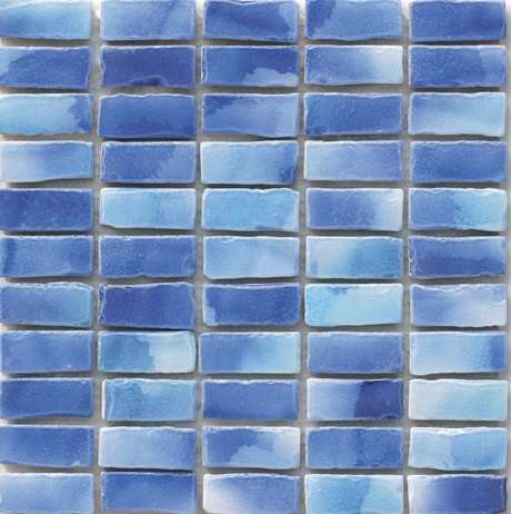 Мозаика Ker-av Frammenti&Riflessi Oltremare Mattoncini Lineare KER-9085, цвет синий, поверхность глянцевая, под кирпич, 300x300