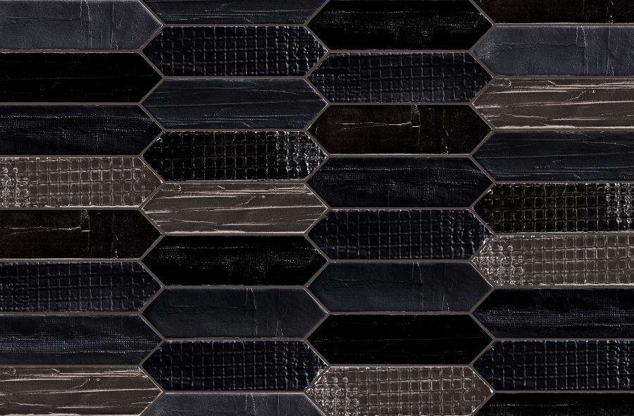 Керамогранит Mirage Glocal Tissue Noir Плитка Gc, цвет чёрный, поверхность матовая, прямоугольник, 75x280