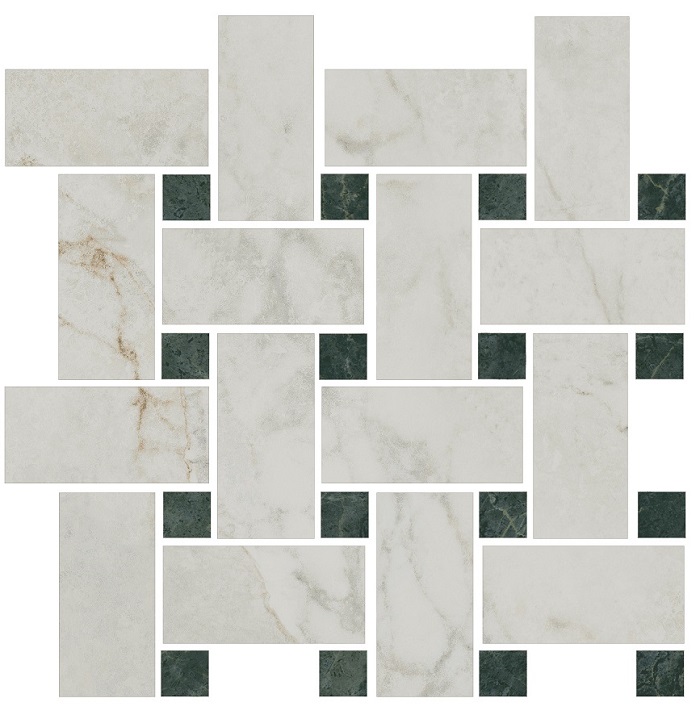 Мозаика Kerama Marazzi Серенада Декор Мозаичный Белый Лаппатированный T038\SG6540, цвет белый зелёный, поверхность лаппатированная, квадрат, 320x320