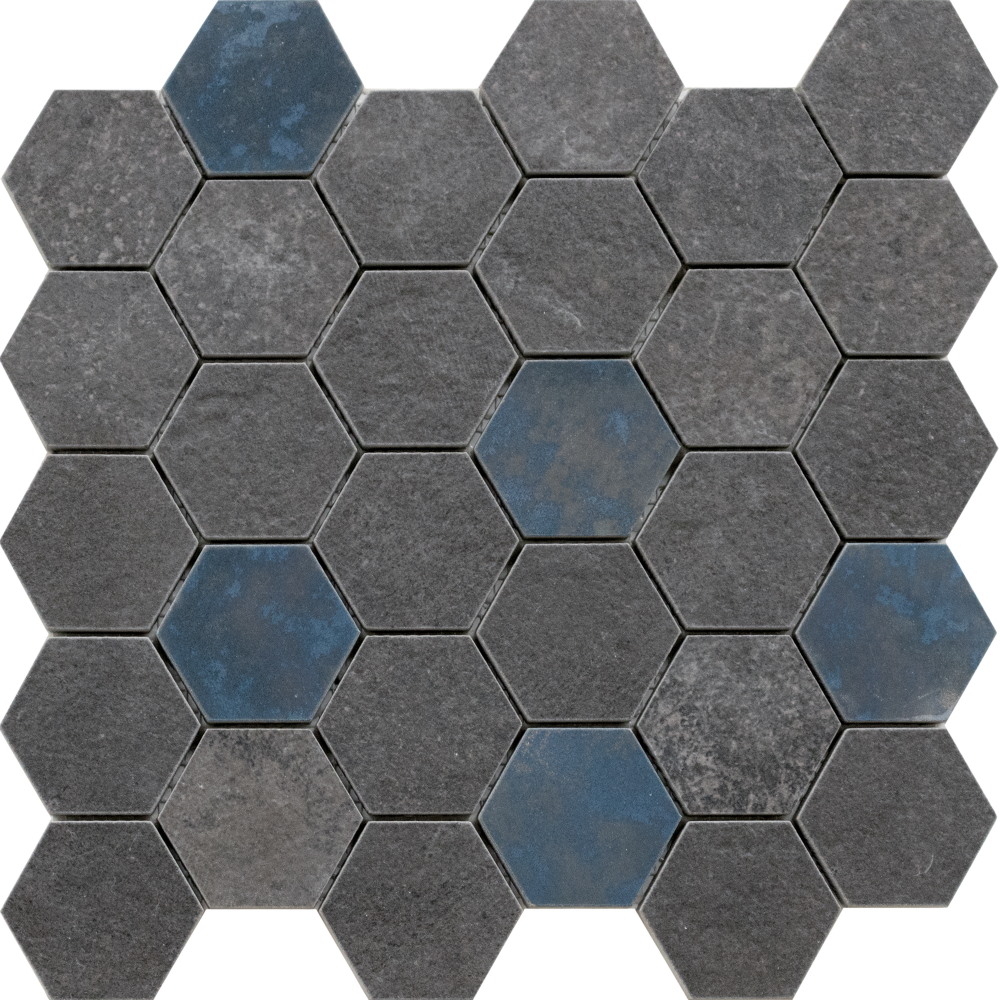 Мозаика Peronda D.Grunge Anth Hexa/AS/28,3X29,4/C 27956, цвет чёрный, поверхность матовая, шестиугольник, 283x294