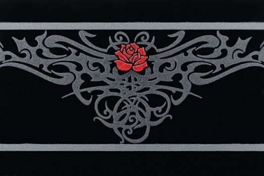 Бордюры Petracers Gran Gala Listello Tattoo Rose Nero, цвет чёрный, поверхность глянцевая, прямоугольник, 210x315