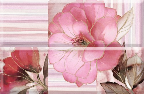 Панно Estile Aure Composicion Romantique Flower Burdeos 01, цвет розовый, поверхность матовая, прямоугольник, 300x450