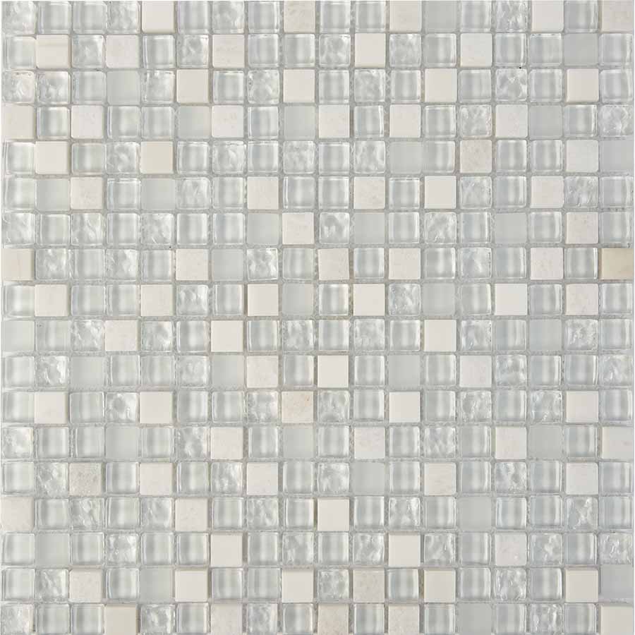 Мозаика Pixel Mosaic PIX715 Мрамор и стекло (15x15 мм), цвет белый, поверхность глянцевая, квадрат, 300x300