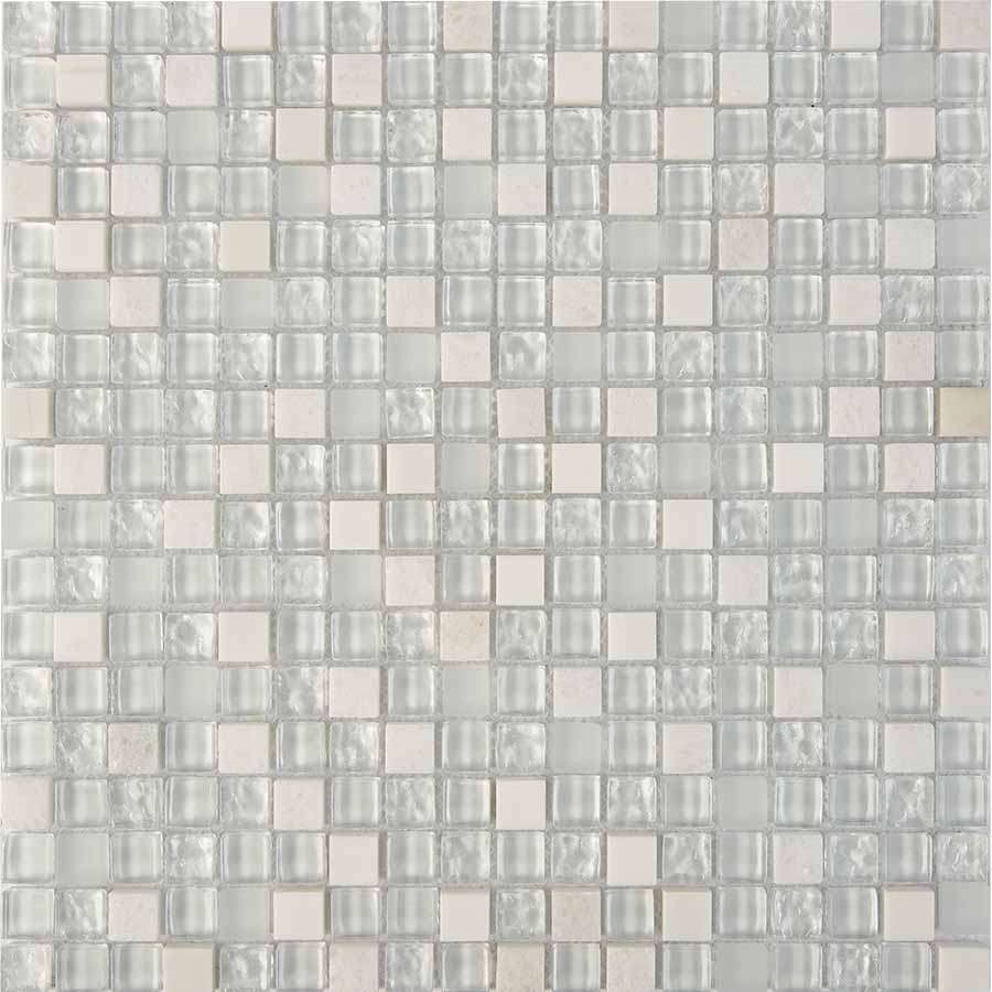 Мозаика Pixel Mosaic PIX715 Мрамор и стекло (15x15 мм), цвет белый, поверхность глянцевая, квадрат, 300x300