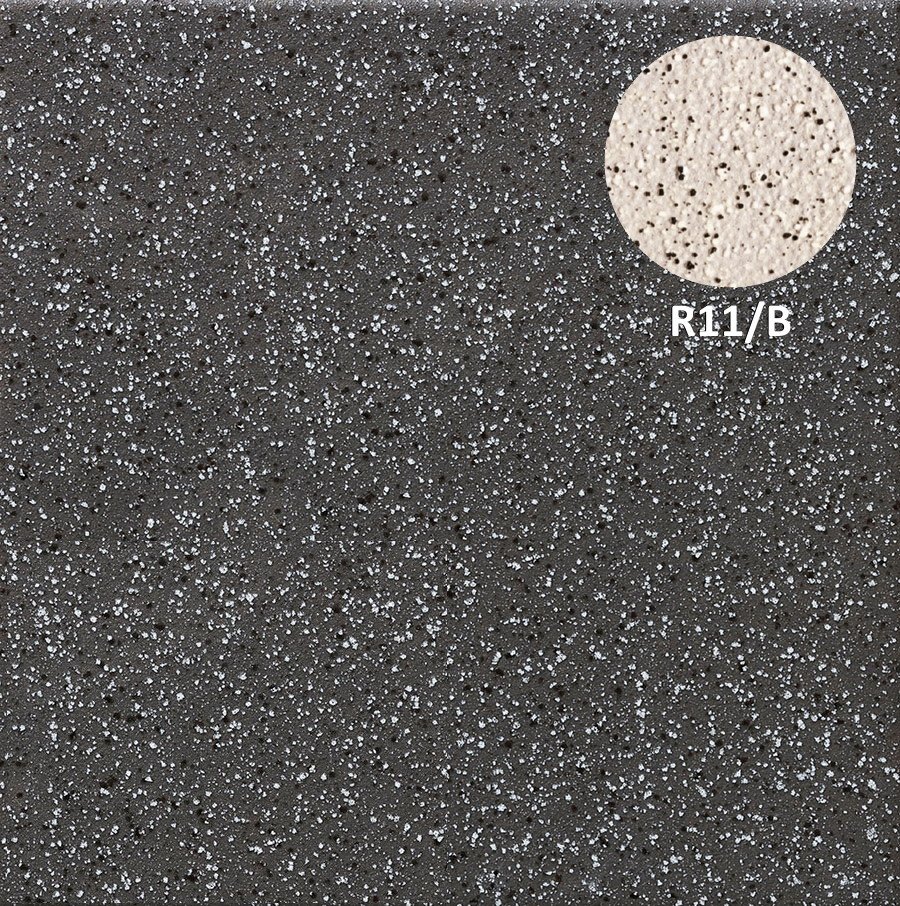 Керамогранит Stroeher Secuton R11/B TS 80 anthrazit 8816, цвет тёмный, поверхность структурированная, квадрат, 196x196