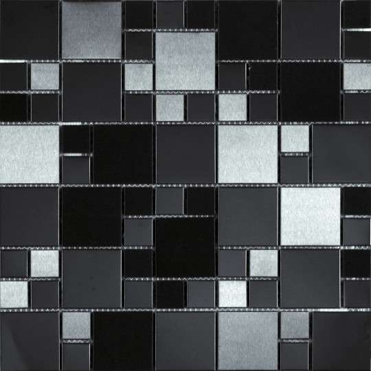 Мозаика Dune Materia Mosaics Matrix 186382, цвет серый чёрный, поверхность глянцевая матовая, квадрат, 300x300