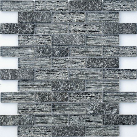 Мозаика Caramelle Mosaic Naturelle Punaluu 8mm, цвет серый, поверхность глянцевая, под кирпич, 260x298
