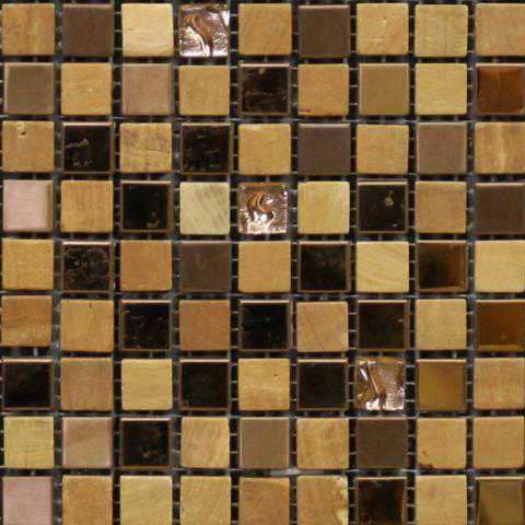 Мозаика Bars Crystal Mosaic Смеси с натуральными камнями DHT 02 (15x15 mm), цвет коричневый, поверхность глянцевая, квадрат, 300x300