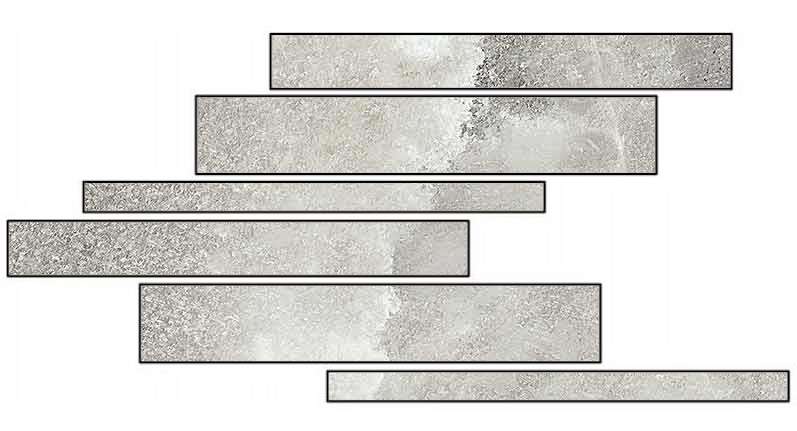 Мозаика Cerim Rock Salt Danish Smoke Listello Sfalsato 766753, цвет серый, поверхность матовая, прямоугольник, 150x600