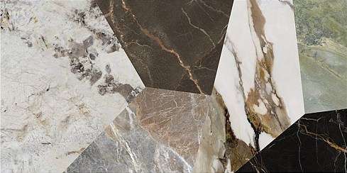 Керамогранит Keope 9cento Metamorfosi Rett, цвет белый коричневый бирюзовый, поверхность лаппатированная, прямоугольник, 600x1200