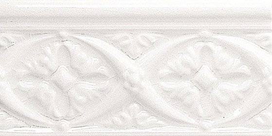 Бордюры Adex ADMO4002 Relieve Bizantino C/C Blanco, цвет белый, поверхность глянцевая, прямоугольник, 75x150
