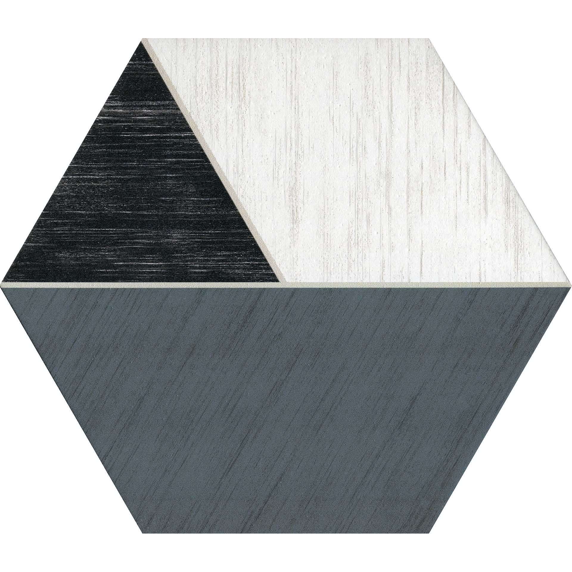 Керамогранит Ornamenta Medley Multiplex Black ME25MB, цвет разноцветный, поверхность матовая, шестиугольник, 250x250