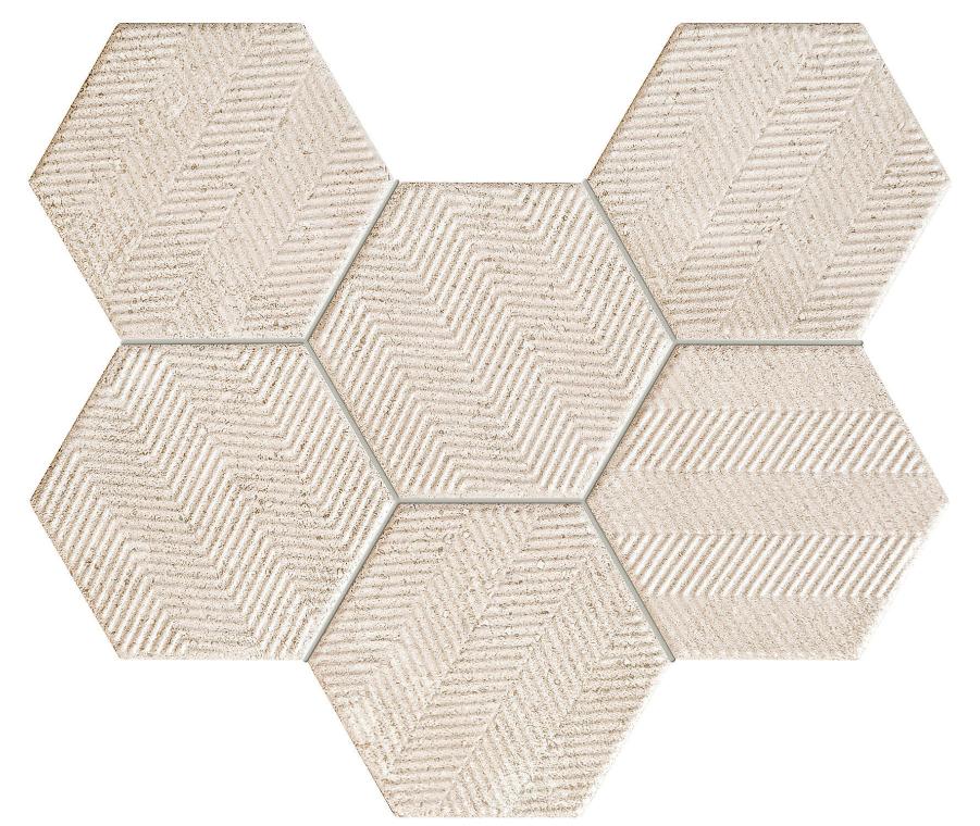 Мозаика Tubadzin Sfumato Hex, цвет бежевый, поверхность матовая, прямоугольник, 221x289
