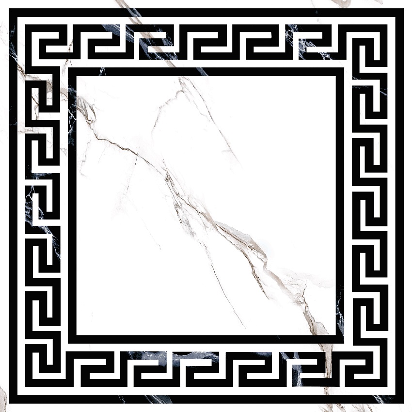 Декоративные элементы Grasaro Marble Classic G-270/G/d01, цвет чёрно-белый, поверхность глазурованная, квадрат, 400x400x9